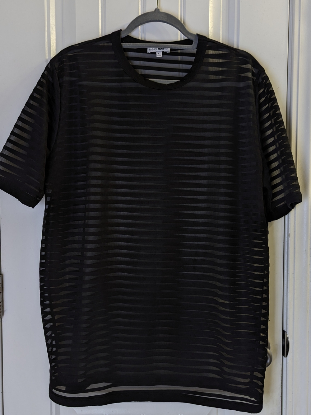 Black Sheer Striped Short-Sleeve Shirt - Fashion Nova Men - Picture 3 of 7